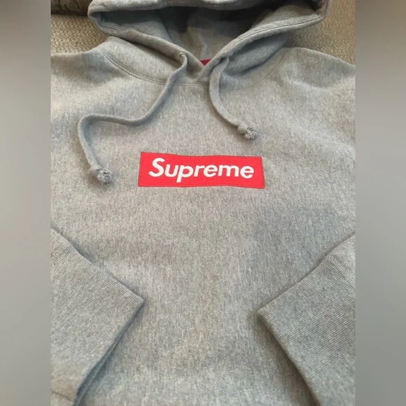 Supreme Sweatshirt Heather Grey Box logo Hoodie